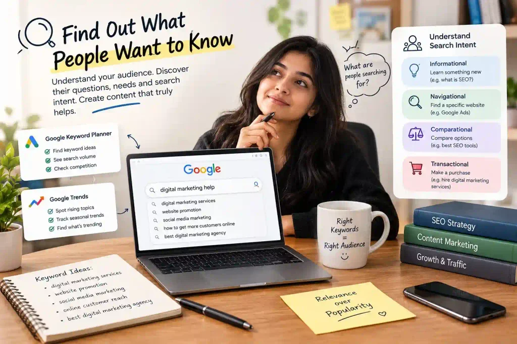 Find what people want to know using SEO keyword research and search intent analysis